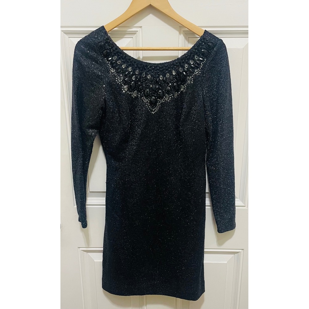 Carmen Marc Valvo Sequin Dress Embellished Cocktail Party Dress‎ Size 8